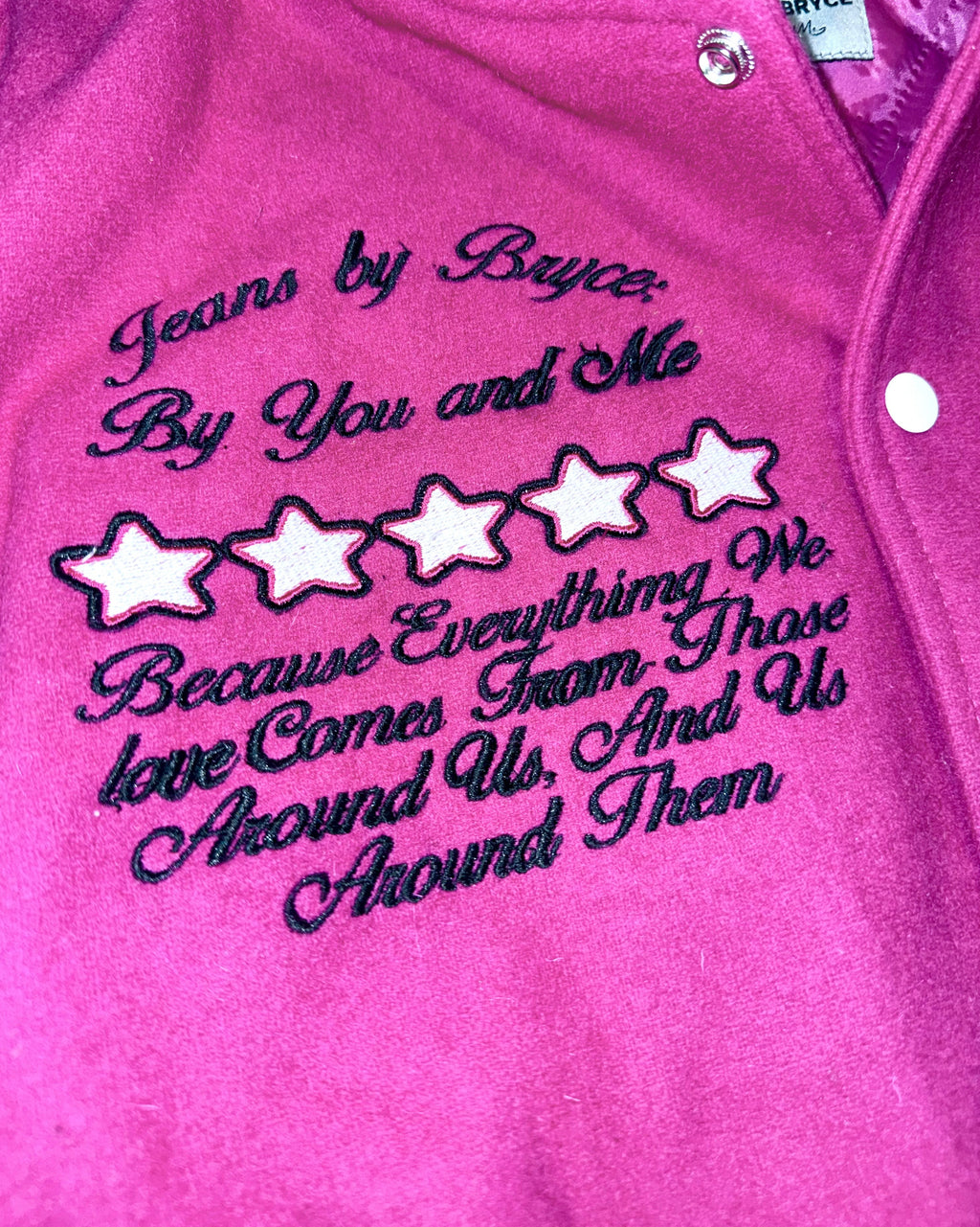LARGER THAN LIFE VARSITY JACKET (PINK)