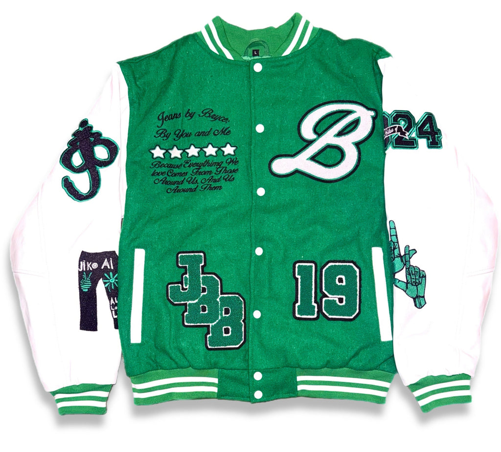 LARGER THAN LIFE VARSITY JACKET (GREEN)