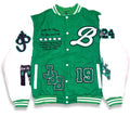 LARGER THAN LIFE VARSITY JACKET (GREEN)
