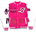 LARGER THAN LIFE VARSITY JACKET (PINK)