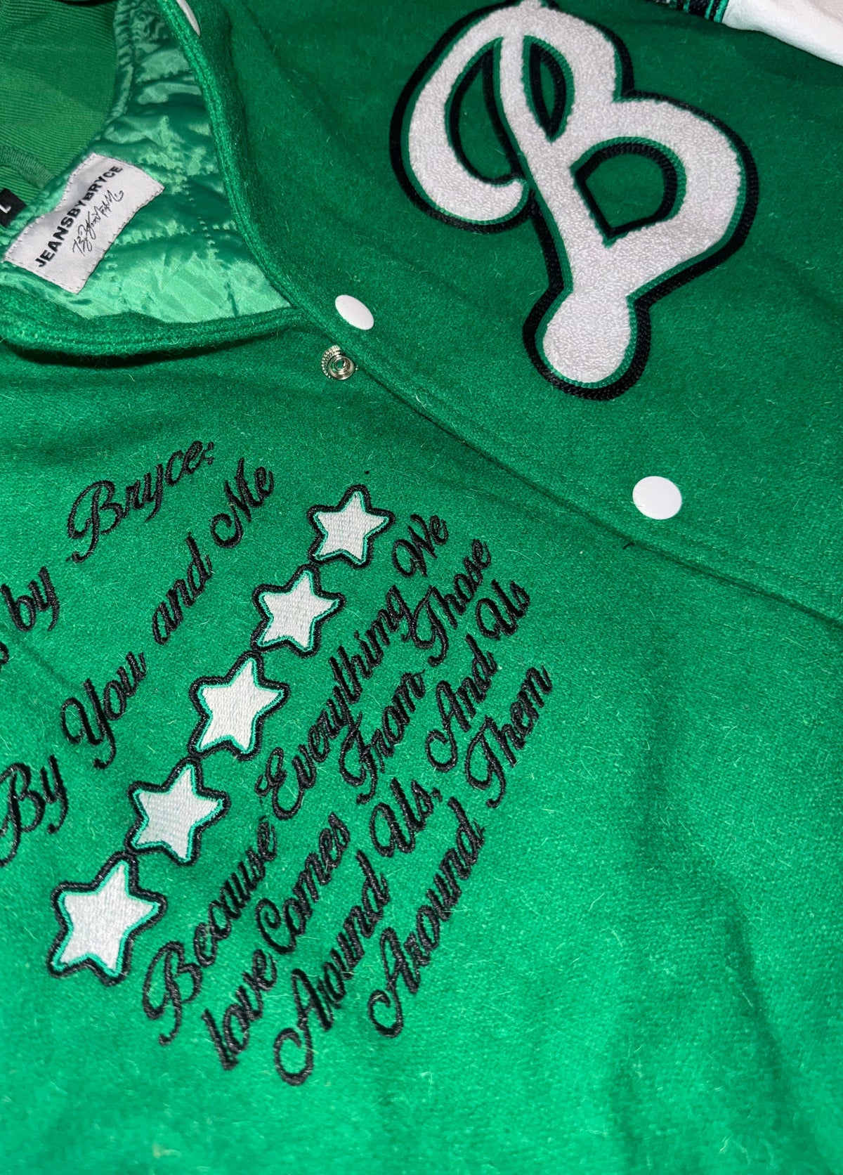 LARGER THAN LIFE VARSITY JACKET (GREEN)